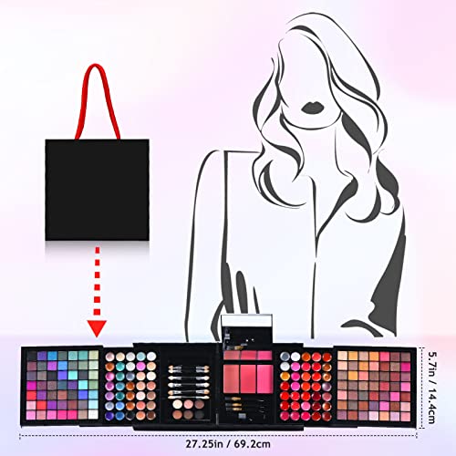 All In One Makeup Kit For Women Full Kit - 177 Ultimate Color Combination Makeup Set Palette -119 Eyeshadow,35 Lipstick,3 Blusher,6 Powder,14 Concealer,10 Applicators,1 Mirror,5 Brushes,Make Up Gift Kits #TOP4