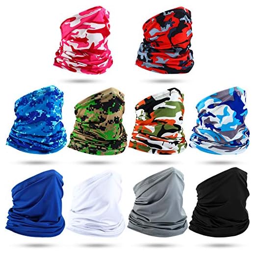 SATINIOR 10 Piezas Bandana de Cuello de Verano Braga de Cuello Elástica de Protección de Sol UV Cubierta Facial de Enfriamiento Repirable para Pesca Caza Protección de Sol UV Polvo Viento