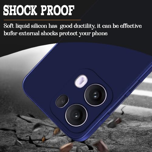 Image of Back Cover for Oppo Reno13 Pro 5G | Full Camera Protection | Premium Liquid Silicon Case | Flexible Bumper Case for Oppo Reno13 Pro 5G (Dark Blue)