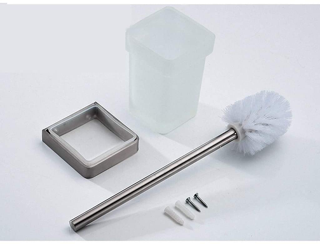Cepillo de baño Soporte de escobilla de Inodoro de Montaje en Pared, escobilla de Inodoro de Vidrio Creativa, depurador de Inodoro Que Ahorra Espacio con Cabeza de escobilla de plástico Limpia