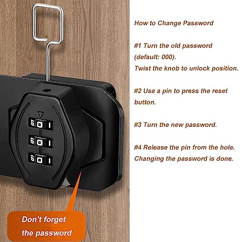 Image of ETEKJOY Cabinet Lock Keyless 3-Digit Password Combination Code Hasp Latch Lock Twist Knob Wooden Drawer Cupboard (Black, 4 inch) (Pack of 3)