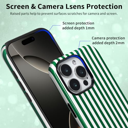 Coque iPhone 15 Pro Max vert rayures en TPU rigide antichoc