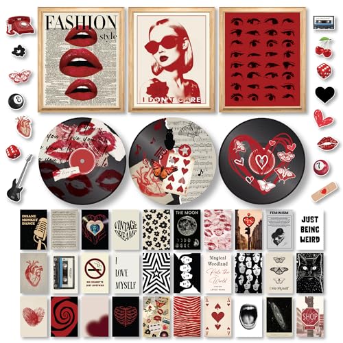 97 Decor Downtown Girl Room Decor Y2k Posters - Dark Red Downtown Girl...