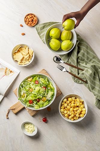 Porcelain Serving Bowls set for Entertaining, 3-11-20-32-50 Ounce, Scratch Resistant, 5 Piece Serving Bowl Set, Prep Salad Bowls for Christmas Thanksgiving, Dishwasher Safe, Pure White - Image 6