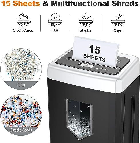 image for Bonsaii 15-Sheet Office Paper Shredder, 40 Mins Heavy Duty Shredder fo