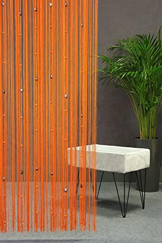 Eurofirany Rideau de porte Rideau décoratif à fils Spaghetti (SPAG/corail/orange, 140 x 250 cm) Cover