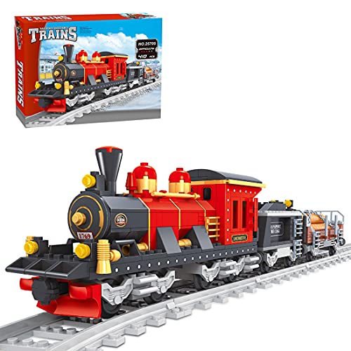 MARLO Technik City Zug Baustein Modell, City Personenzug mit 8 Schienen, Schienenzug mit Kompatibel mit Lego - 410 Teile