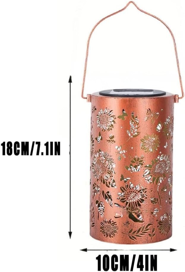 Colourful Sunflower Solar Garden Lantern, Hanging Solar Shade Lantern with Openwork Design, Sunflower Solar Lights for Outdoors, IP65 Waterproof Metal Retro LED Solar Lamp for Garden Patio