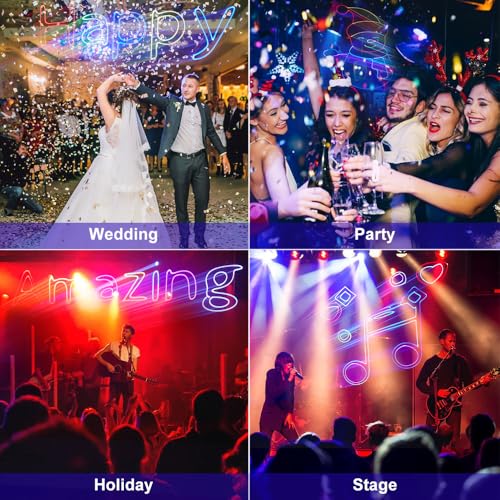 DJ Laser Light with App Control, 3D Animation Laser Projector for Party, Support Custom Drawing, Text Playback, Personalized Program, DMX Music Sound & Remote Laser Machine for Stage, Disco, Club, Bar