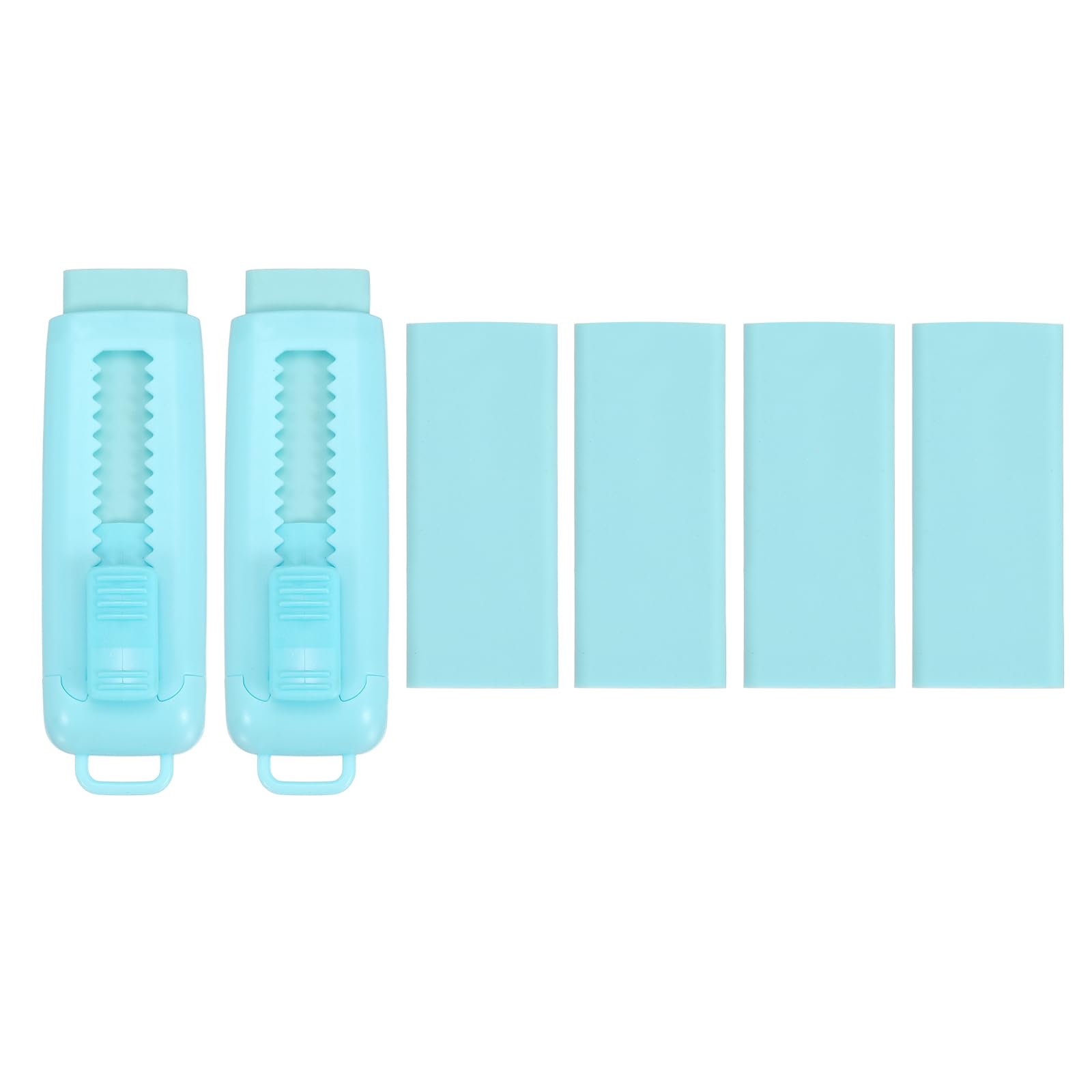 PATIKIL 2+4 Pack Erasers, Sliding Retractable Eraser Push Pull Cute Pencil Erasers Soft Large Easy to Clean with Plastic Sleeve for Sketching Drawing Artists Teacher Pencils, Blue TPR