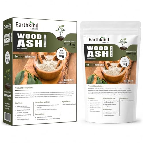 Earthkind Export Multipurpose Wood Ash Powder Made For Gardening, Household Utility And Utensil Cleaning | 100% Organic Natural Fertilizer for Plants |wood Ash for plant 1kg (Pack Of 1)