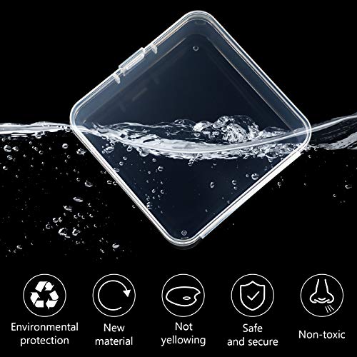 Image of 6 Pieces Small Clear Plastic Beads Storage Containers Box with Hinged Lid for Collecting Small Items, Business Cards, Game Pieces, Jewelries, Face Coverings (2.91 x 2.91 x 0.98 Inch)
