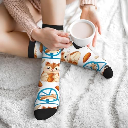 VOSERY Cartoon-Socken mit niedlichem Hamster-, Nuss- und Erdnuss-Motiv, lässig, athletisch, ästhetisch, für Damen und Herren, niedlich, lustige Socken