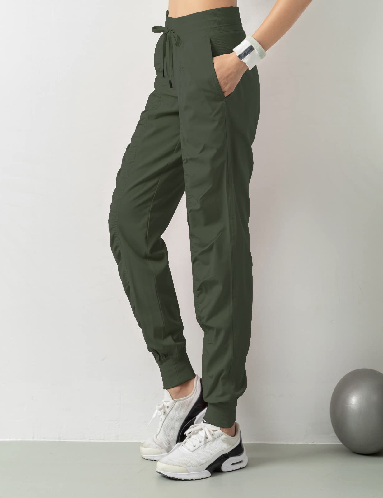 TOPLAZA Pantaloni Sportivi Joggers Donna Pieghettato Vita Alta con Tasche