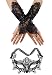 Qingsun Lace Masquerade Mask Women Face Eye Phoenix Mask with Fingerless Gothic Wedding Gloves for Venetian Carnival Costume Party, Black