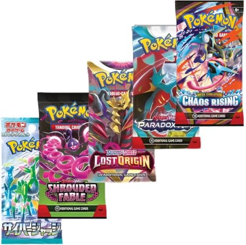 Mega Pokemon Card Booster Pack Gift Bundle | 5 Booster Packs | Mega Evolution | Scarlet and Violet | Pokémon Gift Set | 4 Assorted Pokemon Booster Packs + 1 Japanese Pokemon Card Pack