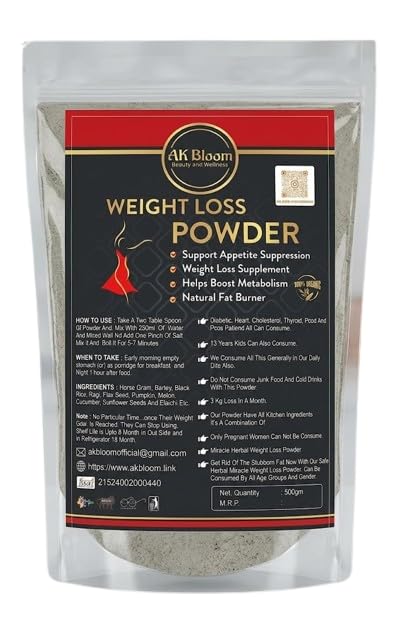 AK BLOOM BEAUTY & WELLNESS - Miracle Herbal Weight Loss Powder – 500g | Organic Fat Burner for Men & Women | Safe for Diabetic, Thyroid, PCOS | Ayurvedic Blend with Seeds & Grains-image-43