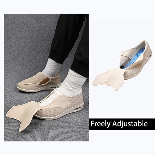 Sapatos femininos de largura extra larga para diabéticos, leve, respirável, ajustável, edema de idos