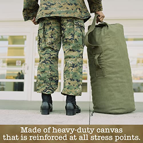 BaHoki Essentials Canvas Duffel Bag - Heavy Duty Top Load Duffel Sea Bag - Military Green Cargo Travel Bags3