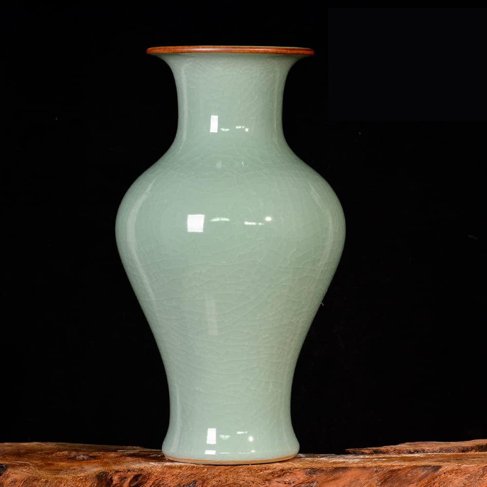 asdchZen Jingdezhen Ceramics Borneol Glaze Crack Ceramic Vase Flower Arrangement Chinese Living Room Vestibule Tv Cabinet Decorations Free Base,B