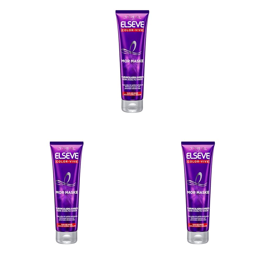 L’Oréal Paris Elseve Turunculaşma Karşıtı Renk Düzeltici Mor Maske (150 ml) 3lü paket