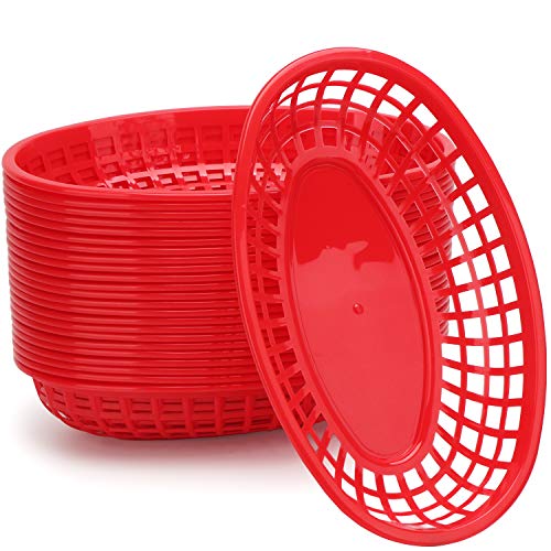 Set of 24 Food Serving Baskets, Eusoar 9.4" x 5.9" Reusable Oval Fast