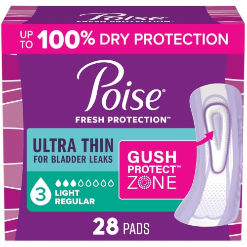 Image of Poise Ultra Thin Incontinence Pads for Women, 3 Drop, 28 ct
