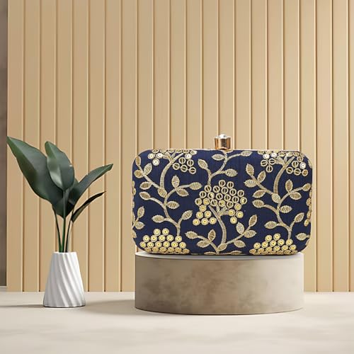 Image of LONGING TO BUY Hand Crafted Designer Box Clutch - Zari Embroidery For Women