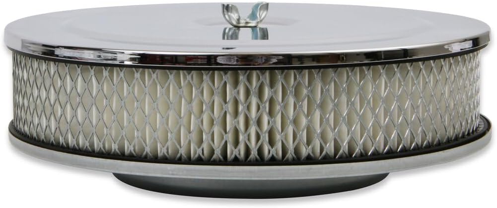 Mr. Gasket 1487 Air Cleaner - 9 Inch Diameter x 2-3/4 Inch Tall - Chrome