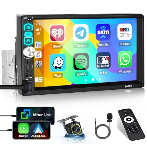 Hikity Radio Coche 1 DIN 7" con Carplay y Android Auto