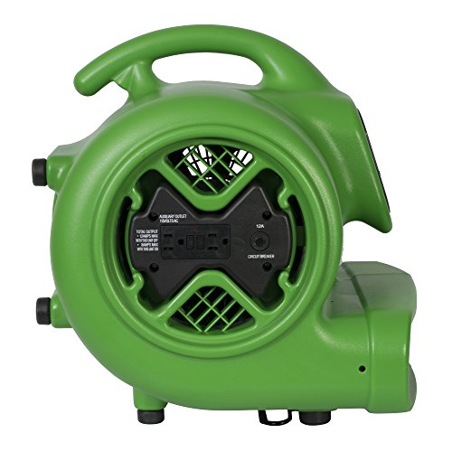 Image of XPOWER X-600A Pro 1 /3 HP 2400 CFM Centrifugal Air Mover, Carpet Dryer, Floor Fan, Blower, Daisy Chain, for Water Damage Restoration, Janitorial, Plumbing, Home Use, Green