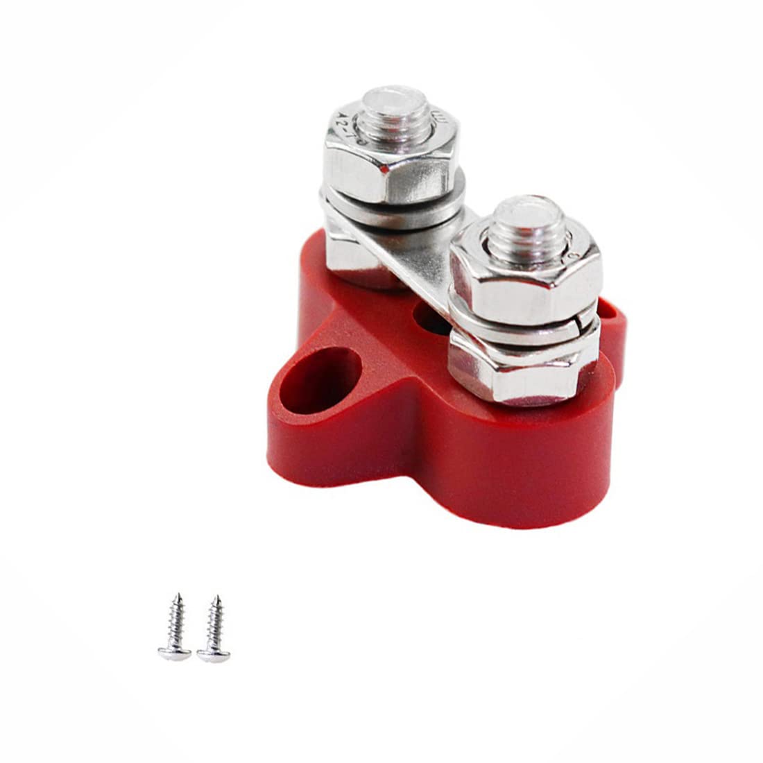 Bpqiang Red Terminal Block Studs M8 48V Junction Bus Bar Dual Heavy Duty Power Distribution Stud For Truck Rv Boat,