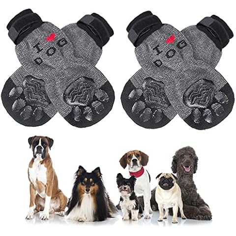 Avvrel Dog Socks, 4Pcs Double-sided Anti-Slip Dog Socks Paws Stop Licking, Dog Cat Paw Protectors with Rubber Bottom and Adjustable Straps, Traction Control for Pet Indoor Wear & Outdoor Walking (S) Cover