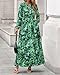 BTFBM Women Boho Maxi Dress Fall Fashion 2025 Floral Long Sleeve V Neck Button Pockets Flowy Vacation Wedding Dresses(Green, Large)
