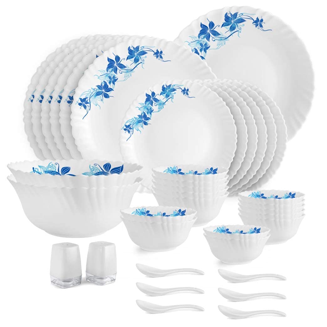 Cello Blue Swirl Dazzle Opalware Dinner Set 35-Pc – ₹1699