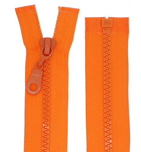 Cremalleras de plástico con cremallera gruesa de 5 mm divisible (100 cm, naranja)