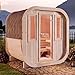 Produktbild FinnTherm Fasssauna ScandiCube Mini XS Fasssauna 2 Sitzbänke aus Holz, Sauna mit 42 mm Wandstärke, Außensauna mit Montagematerial