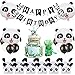 Decoraciones de cumpleaños de Panda con estatuilla de torta, bolsos del favor de fiesta, paja de bambú para fuentes temáticas