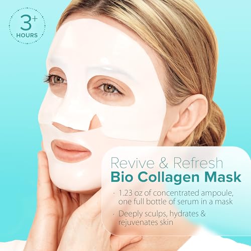 Ebanel Bio Collagen Face Mask, 4-Pack Hydrating Face Masks with 7 Peptides, Hyaluronic Acid, Niacinamide, Centella, Rose Water, Ceramide, and B5, Glass Skin Tightening and Lifting Korean Sheet Masks