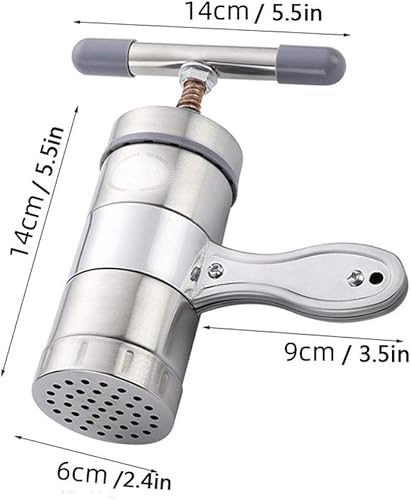 Miniatura 3 de XIAN Máquina manual de pasta para hacer pasta, máquina de exprimir jugos de acero inoxidable, para hacer fideos y fettuccine, con 5 moldes de fideos