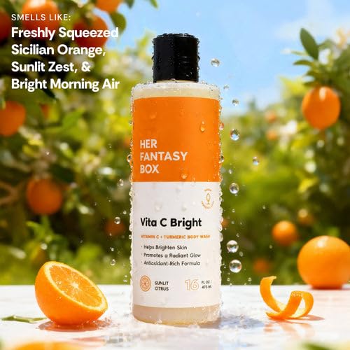 Image of Her Fantasy Box | Vita C Bright Turmeric Body Wash - Antioxidant‐Rich Citrus Cleanser with Vitamin C & Turmeric for Radiant, Even-Looking Skin, Moisturizing Vegan Formula (16 oz)