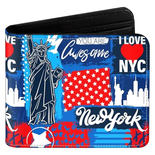 Teen Boys Cool Wallet Funny Leather Wallets Credit Id Card Cash Holder Black Rfid Blocking Zipper Cute Kawaii Aesthetic Wallets With Coin Pocket Id Window For Teen Boy Male Youth Guys Men Teenager