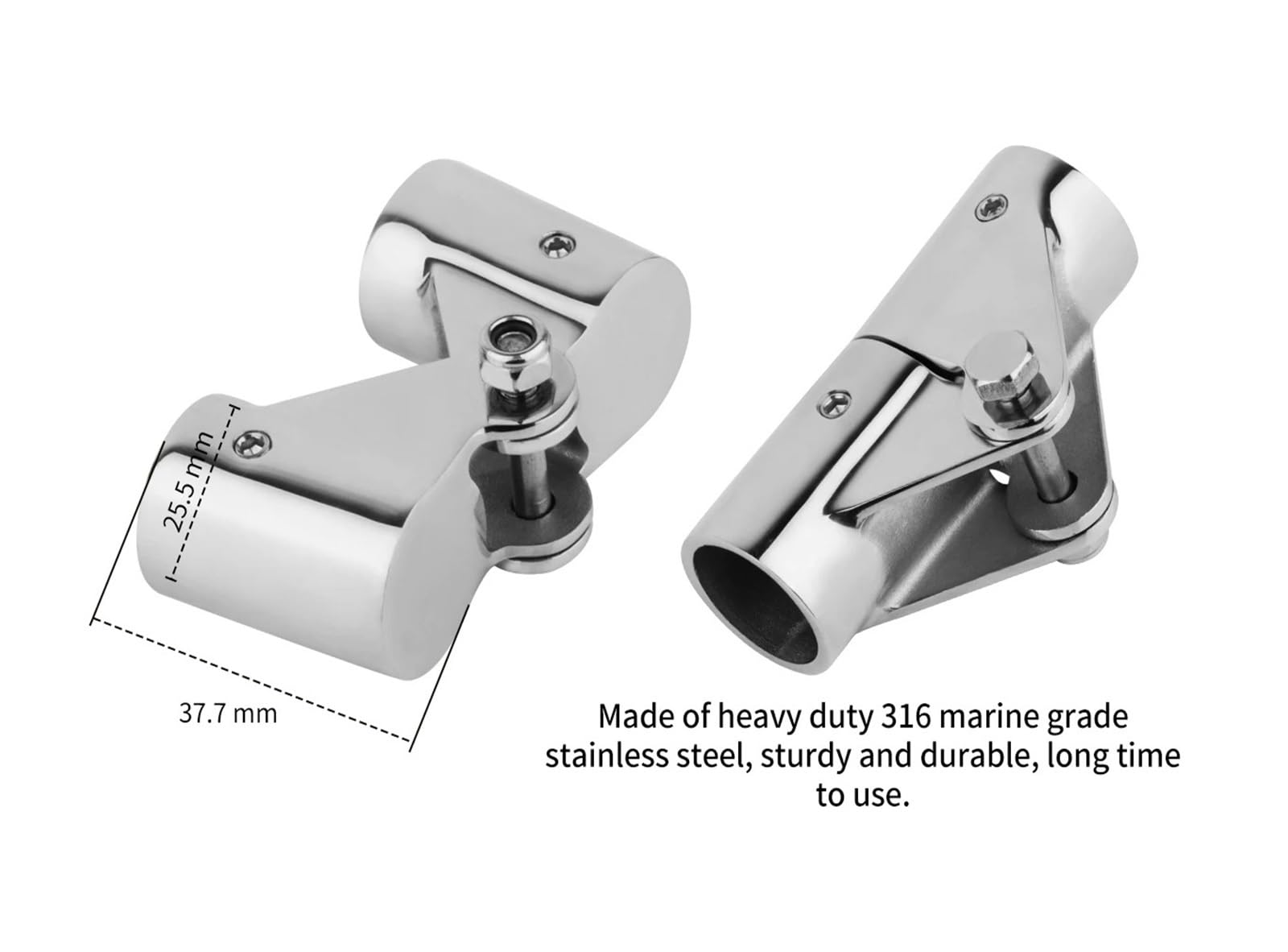 Złączki do poręczy łodzi Składane obrotowe złącze rurowe Akcesoria jachtów morskich ze stali nierdzewnej 316(25mm)