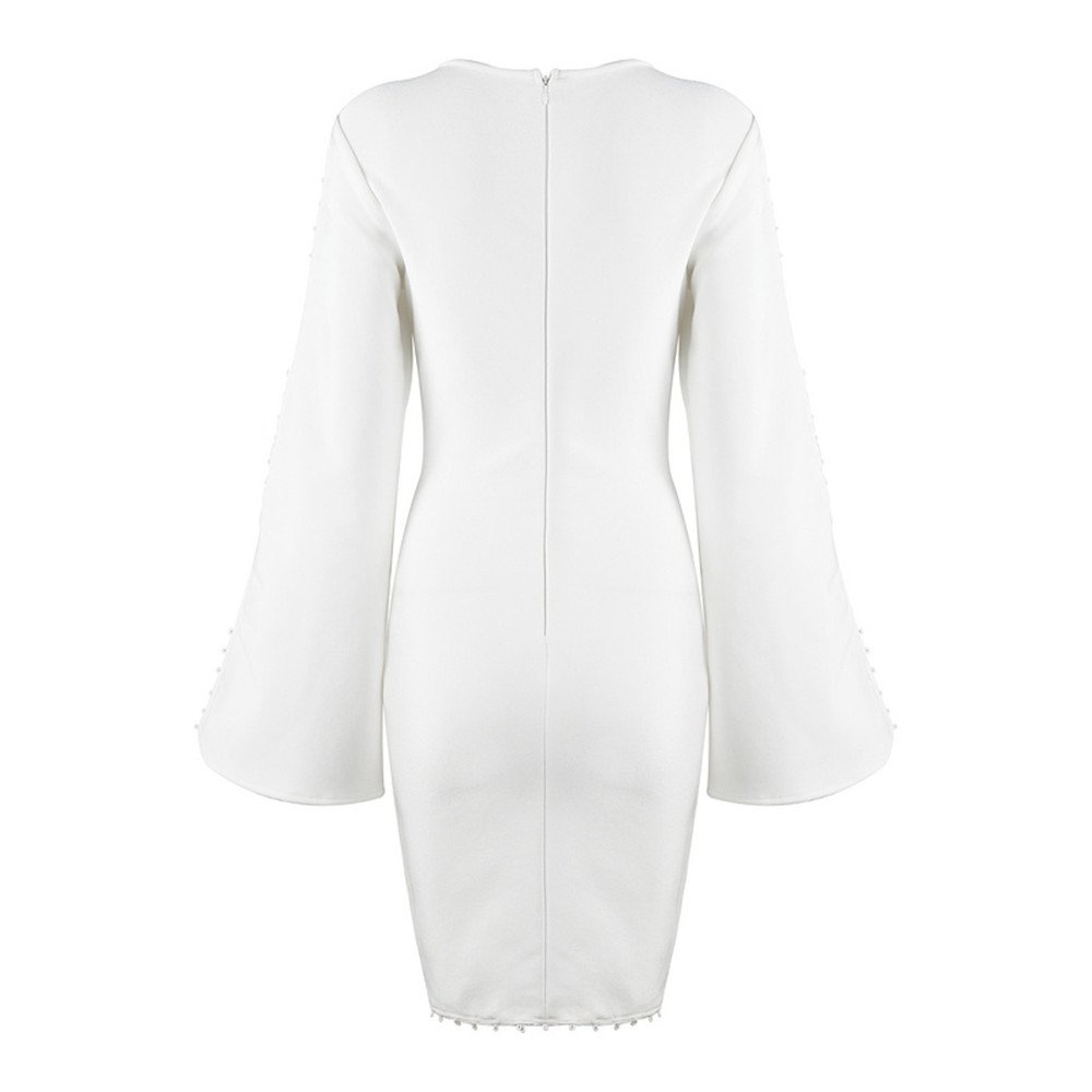 Vestido Ajustado para Mujer O Cuello Manga Larga Noche Fiesta Corto Mini Vestidos