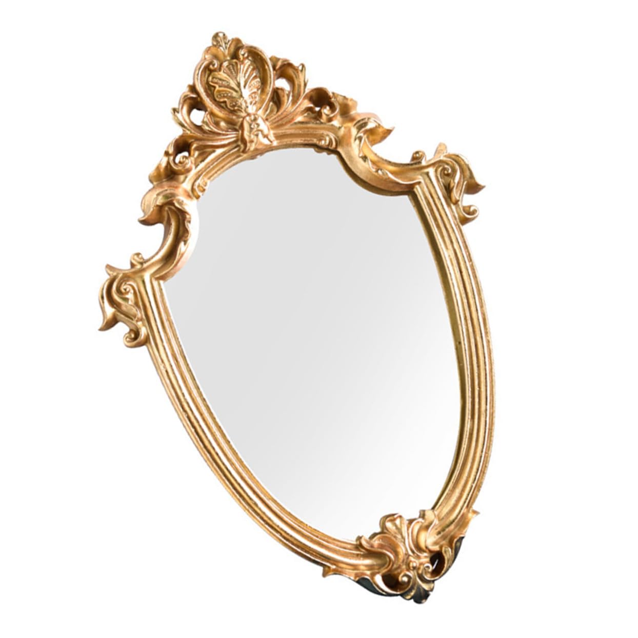 Miroir suspendu résine vintage doré surface claire netteté salle de bain salon