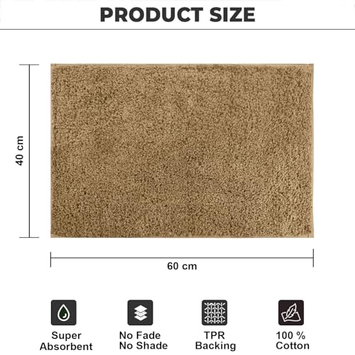 Image of Luxe Home Colosseum Bath Mat 100% Cotton (40x60 cm) Super Soft Non-Slip Bathroom Mat for Bedroom Door (Chocolate) Pack of 1