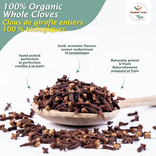 image for Fragrant Tales Premium Organic Whole Cloves 5.3 oz (150 grams), Grade 