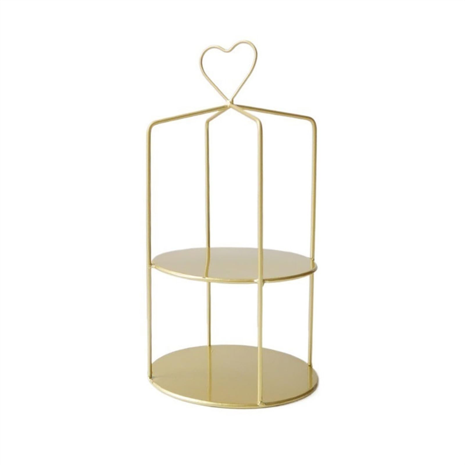 cake stand Double Deck Afternoon Tea Cake Rack Wedding Party Decoration Dessert Table Snack Storage Display tiered cake stand(Gold)