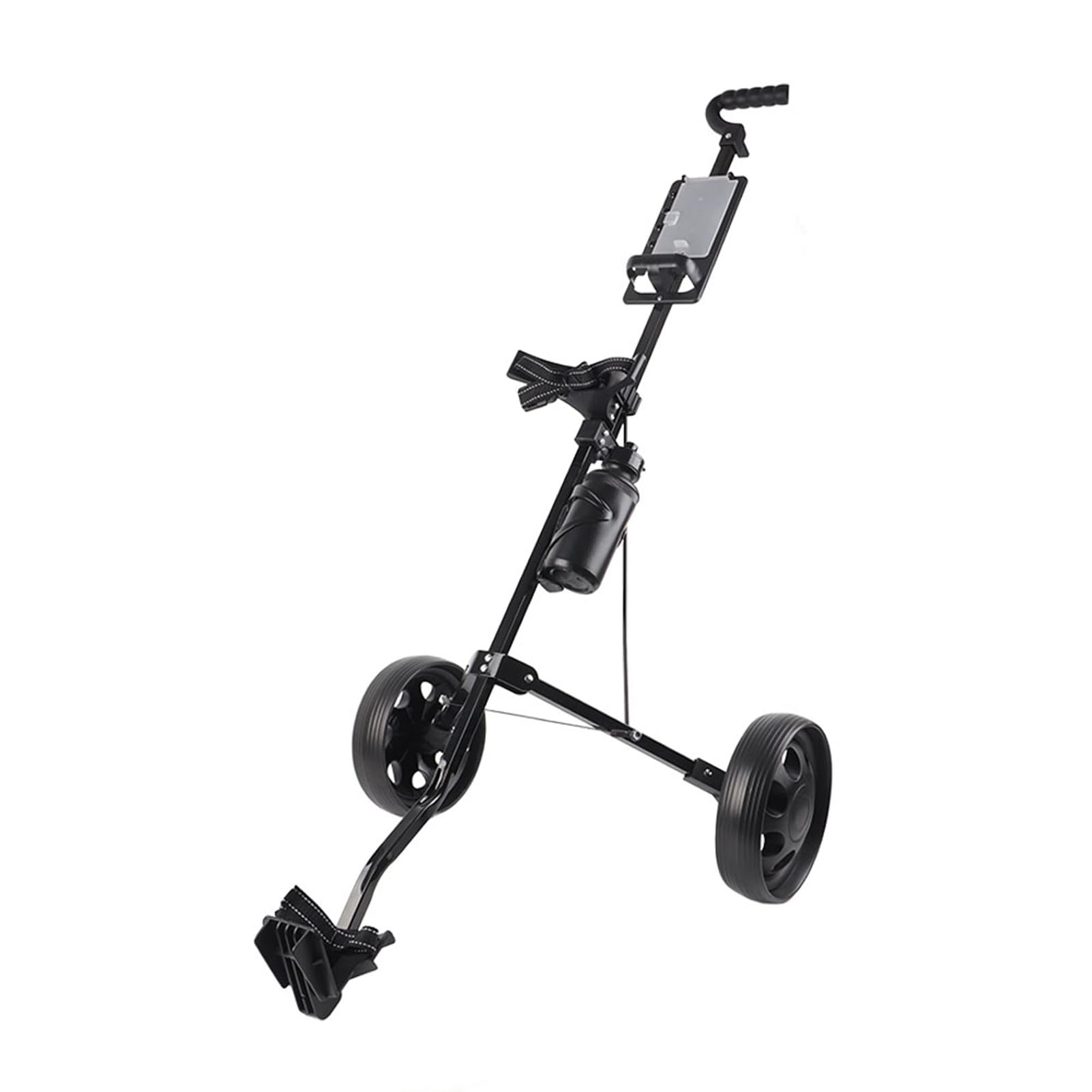 RiToEasysports Carro de Golf Carro de Empuje y tracción Plegable Negro de 2 Ruedas con multifunción para Campo de Golf