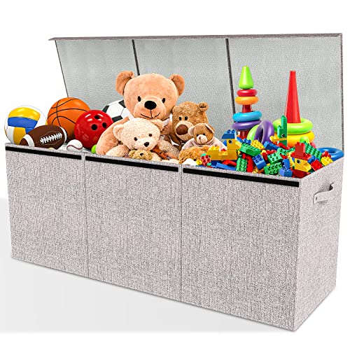 Pasanba Toy Box Chest, Collapsible Large Toy Box With Lid And Handles, Toy Storage Organizer For Boys, Girls, Nursery, Play Room, Bedroom, Home Organization, 40.2 * 15.7 * 13.9 In,150L(Grey) #TOP25